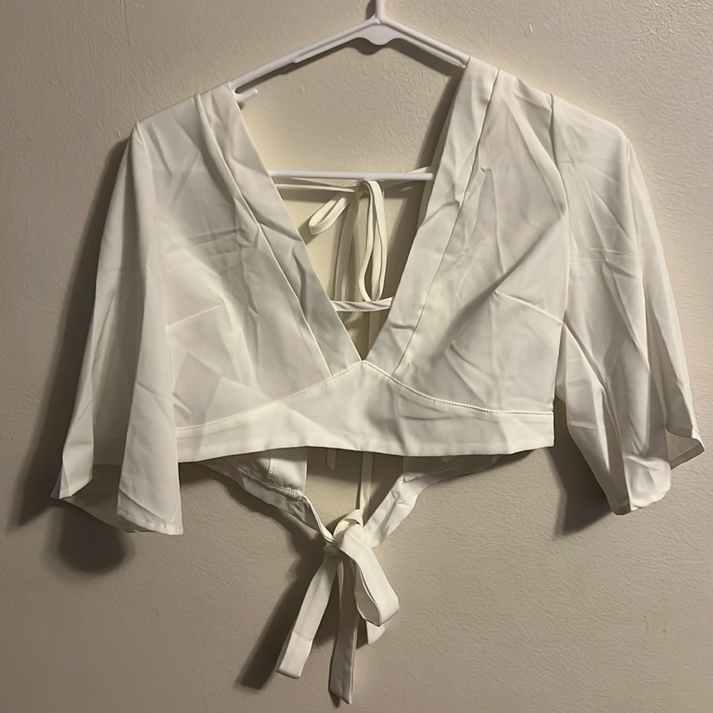 SHEIN, size medium, white crop top, almost backless back. Never worn.